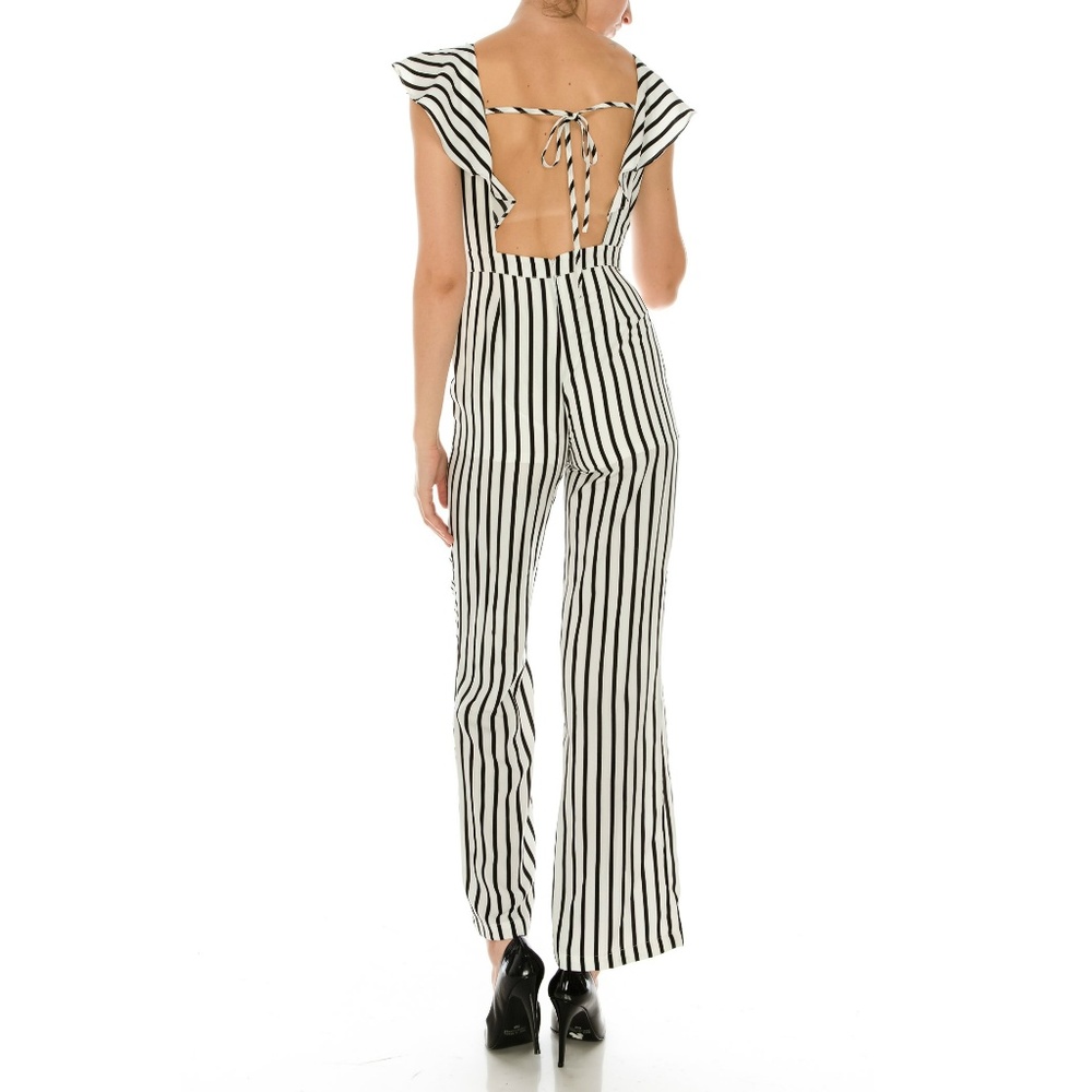 Women’s Stripped Ruffle Jumpsuit NWT - Picture 2 of 3